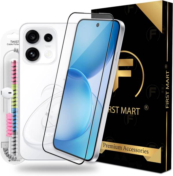FIRST MART Edge To Edge Tempered Glass for Oppo Reno 16C 5G, Oppo Reno 16C, Tempered Glass with Cable Protector