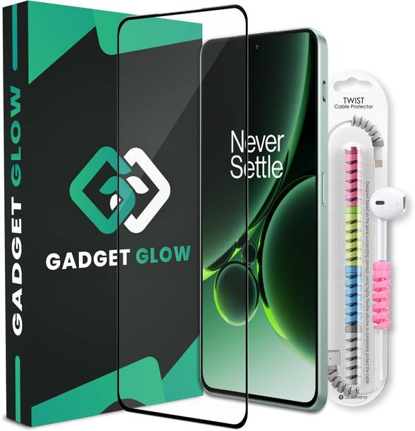 Gadget Glow Edge To Edge Tempered Glass for OnePlus Nord 3 5G, OnePlus Nord 3, Nord 3 5G, 1+ Nord 3 5G, OG Tempered Glass with Cable Protector