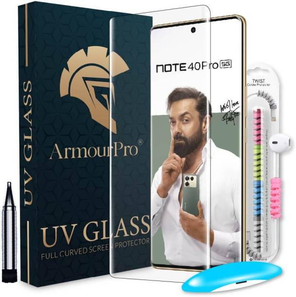 ArmourPro Edge To Edge Tempered Glass for Infinix Note 40 Pro 5G, Infinix Note 40 Pro, UV Light Tempered Glass with Cable Protector