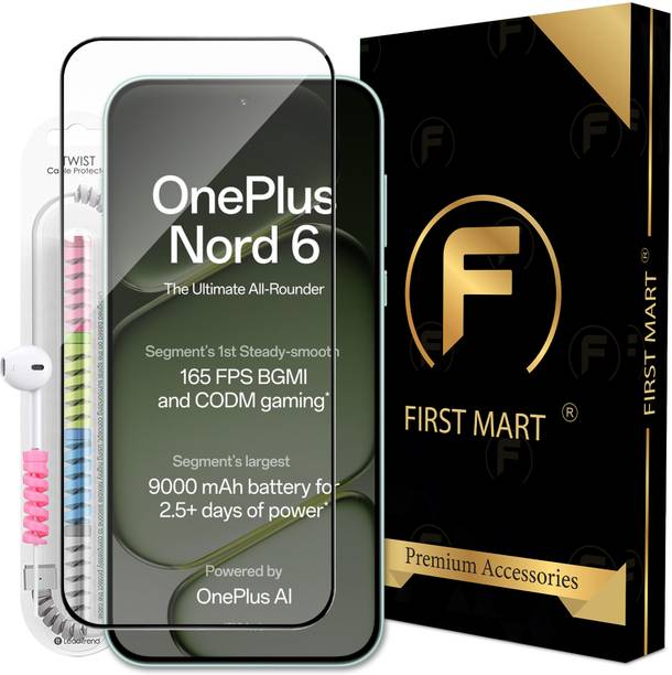FIRST MART Edge To Edge Tempered Glass for OnePlus Nord 6 5G, Nord 6, One Plus Nord 6, OG Tempered Glass with Cable Protector