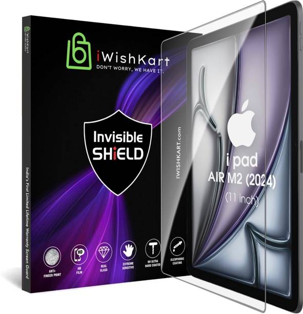 iWishKart Edge To Edge Tempered Glass for Apple iPad Air M2 2024 6th Gen Generation 11 Inch, Military grade Edge to Edge Premium gorilla temper / tg black glass screenguard with Self Installation Guide - Wet & Dry wipes, Dust Absorber [With Warranty] tab / tablet ka gilas cover, HiS_Pk1