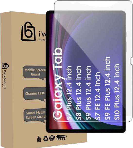 iWishKart Edge To Edge Tempered Glass for Samsung Galaxy Tab S9 FE Plus / S9 Plus / S10 Plus / S8 Plus / S7 FE / S7 Plus / S9 FE+ / S10+ / S9+ / S8+ /S7+/ S7 FE 12.4 Inch, Premium Military grade Edge to Edge Premium gorilla temper / tg black glass screenguard with Self Installation Guide - Wet & Dry wipes, Dust Absorber [With Warranty] tab / tablet ka gilas cover | Premium Accessories