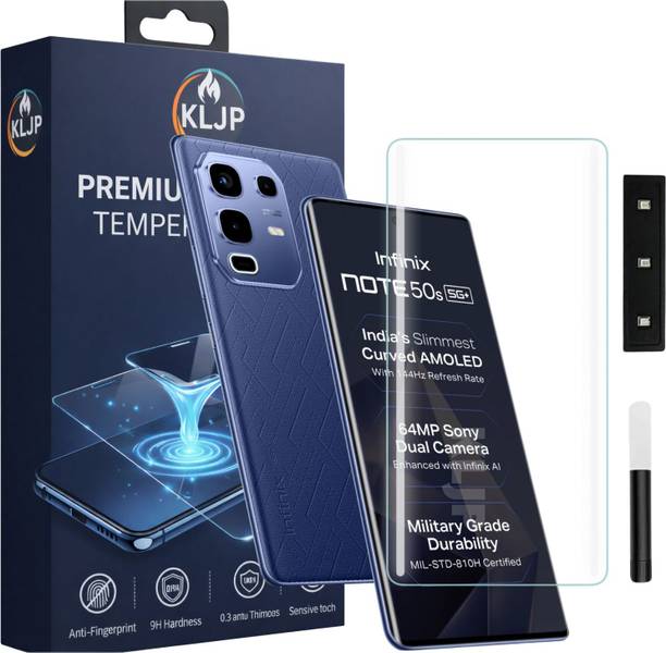 KLJP Tempered Glass Guard for Infinix Note 50S Full Adhesive UV Curved Screen Guard, Case Friendly with installation kit & Guide