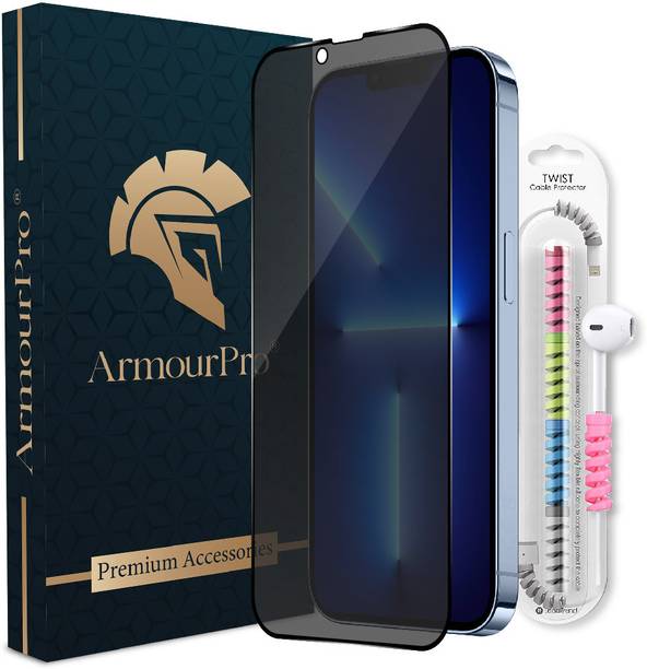 ArmourPro Edge To Edge Tempered Glass for iPhone 13 Pro Max, Apple iPhone 13 Pro Max, iPhone 14 Plus, Apple iPhone 14 Plus, 1 Privacy Anti Spy Protection Glass with 1 Cable Protector