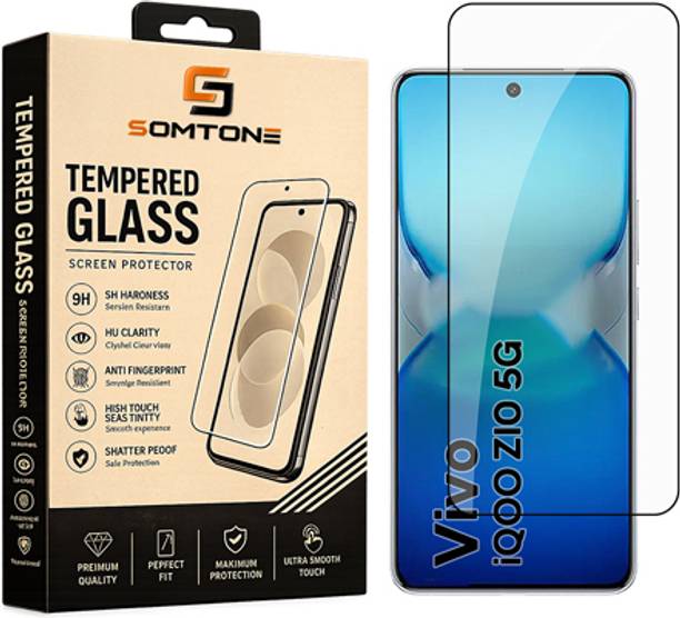 SOMTONE Edge To Edge Tempered Glass for Vivo iQOO Z10 5G 6.77 FRONT | 9H Hardness | HD Clarity | Anti-Fingerprint | High Touch Sensitivity | Premium Screen Protector Guard