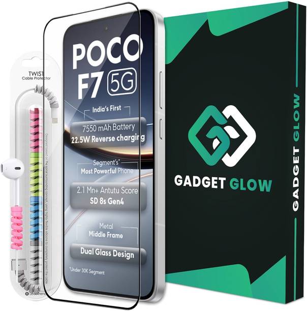 Gadget Glow Edge To Edge Tempered Glass for Poco F7 5G, Poco F7, Temepred Glass With Cable Protection