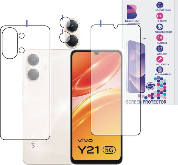 DESIBUZZ Front and Back Tempered Glass for vivo Y21 5G, vivo Y21 5G camera lens protectors