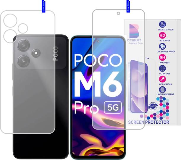 DESIBUZZ Front and Back Tempered Glass for POCO M6 Pro 5G, (Flexible)
