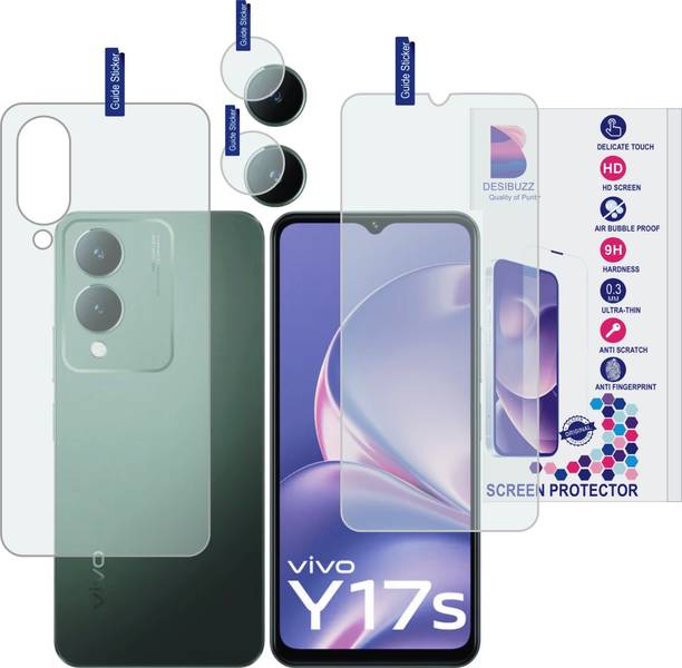 DESIBUZZ Front and Back Tempered Glass for vivo Y17s, (Flexible), vivo Y17s camera lens