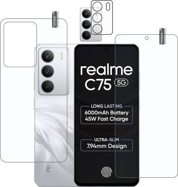 BOMGUARD Front and Back Tempered Glass for REALME C75 5G With Camera Lens Protector
