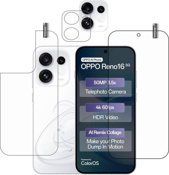 BOMGUARD Front and Back Tempered Glass for OPPO RENO 16 WITH CAMERA LENS PROTECTOR