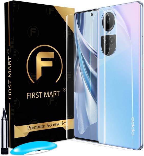 FIRST MART Front and Back Tempered Glass for Oppo Reno 10 5G, Reno 10 5G, Reno 10 Pro Plus, Oppo Reno 10 Pro, ( 1 UV Tempered Glass with 1 Back Nano Fiber Guard )