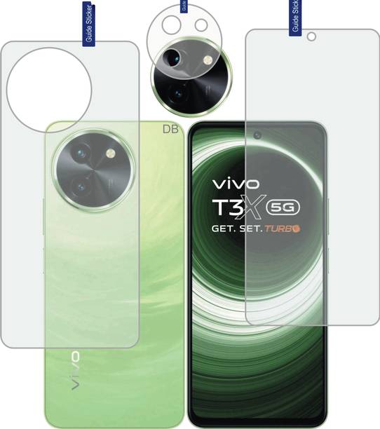 DESIBUZZ Front and Back Tempered Glass for vivo T3x 5G, (Flexible), camera lens