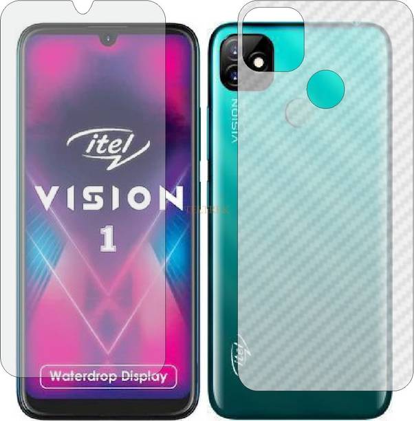 TELTREK Front and Back Tempered Glass for ITEL VISION 1 (Front Matte Finish & Back 3d Carbon Fiber)