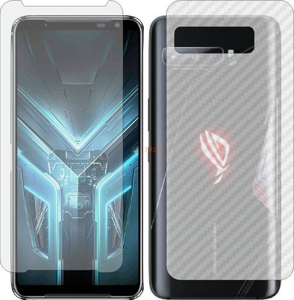 TELTREK Front and Back Tempered Glass for ASUS ROG PHONE 3 (Front Matte Finish & Back 3d Carbon Fiber)