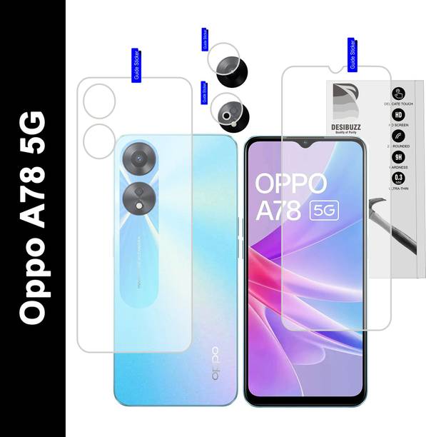 DESIBUZZ Front and Back Tempered Glass for Oppo A78 5G, {Flexible}, Oppo A78 5G Camera Lens
