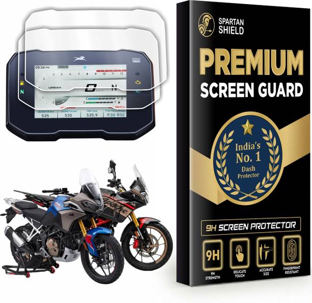 spartan shield Screen Guard for TVS APACHE RTX 300 Adventure 2025+ Anniversary Edition [2 PACK] || 5-inch TFT Color Instrument Cluster Display Protector || Anti Scratch | Water Repellant | HD Clarity || Bubble Free Installation || RTX300 ADV Speedometer Protective Film [Not Tempered Glass]