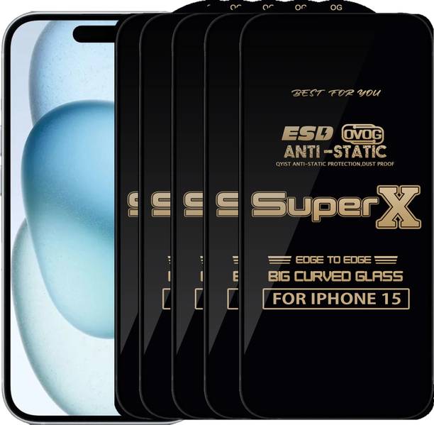HILAX Screen Guard for Super X Gorilla Tempered Glass Compatible For iPhone 15 / iPhone 16 (Black) Edge To Edge Coverage With Easy Installation Kit Pack of 1
