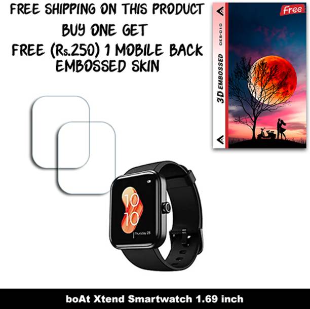 ARBAN Screen Guard for boAt Xtend Smartwatch 1.69 inch WITH FREE 250 RUPEES 1 3D EMBOSSED SKIN FOR MOBILE BACK W2S010