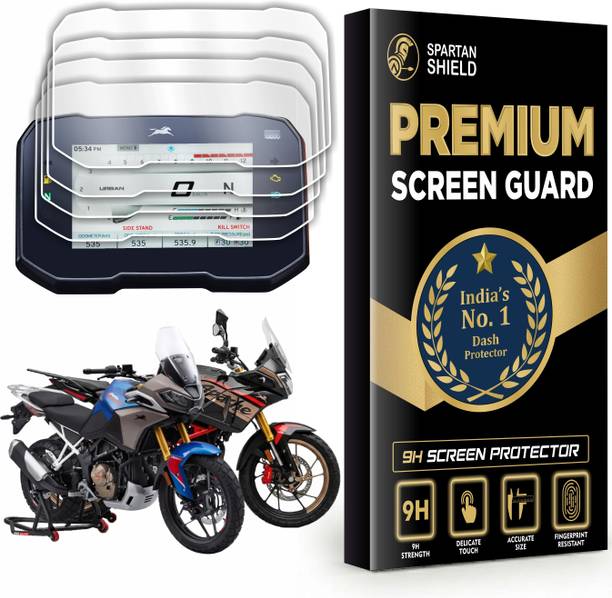 spartan shield Screen Guard for TVS APACHE RTX 300 Adventure 2025+ Anniversary Edition [4 PACK] || 5-inch TFT Color Instrument Cluster Display Protector || Anti Scratch | Water Repellant | HD Clarity || Bubble Free Installation || RTX300 ADV Speedometer Protective Film [Not Tempered Glass]