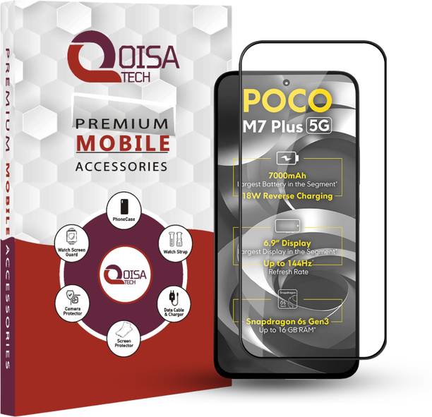 Qoisa Tempered Glass Guard for Poco M7 Plus 5G Elite Screen Protector Guard with Easy Installation Kit