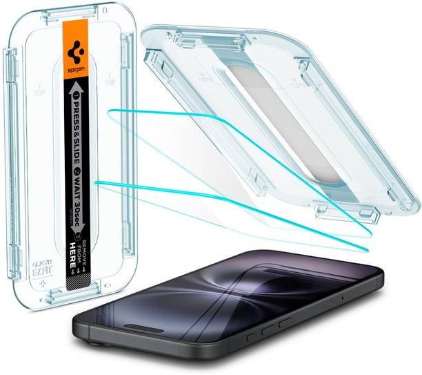 Spigen Screen Guard with Applicator Kit for iPhone 16, Apple iPhone 15