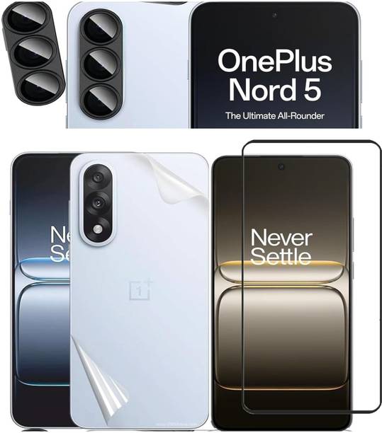 FABEKEE Tempered Glass Guard for for OnePlus Nord 5 Tempered Glass Screen Protector Front And Back Screen Guard With camera lens protector