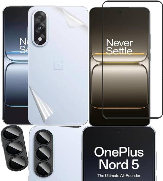 Besmon Tempered Glass Guard for OnePlus Nord 5 Tempered Glass Screen Protector Front And Back Screen Guard With camera lens protector