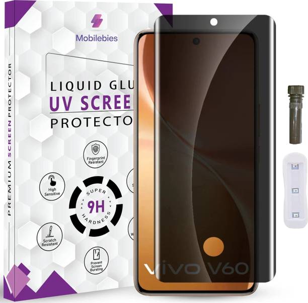 Mobilebies Tempered Glass Guard for Vivo V60 5G / V60e Advanced HD+ UV Privacy Screen Protector Guard with Easy Installation Kit