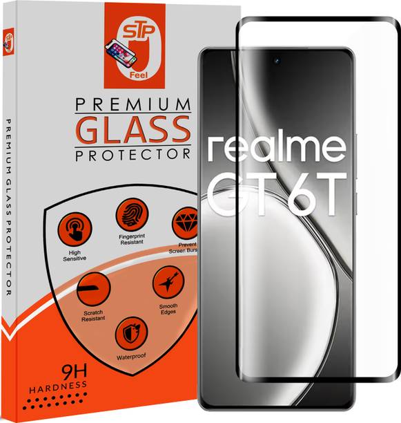 STP FEEL Tempered Glass Guard for Realme GT 6T 5G, Advanced Black Border Screen Protector Guard