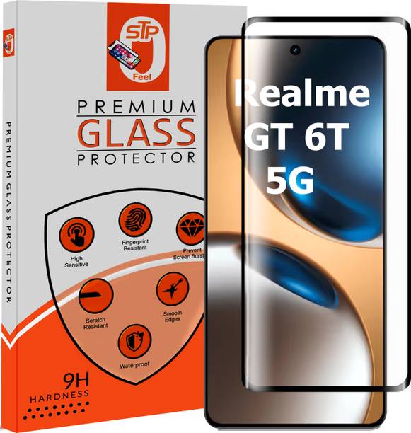 STP FEEL Tempered Glass Guard for Realme GT 6T 5G, Advanced Black Border Screen Protector Guard