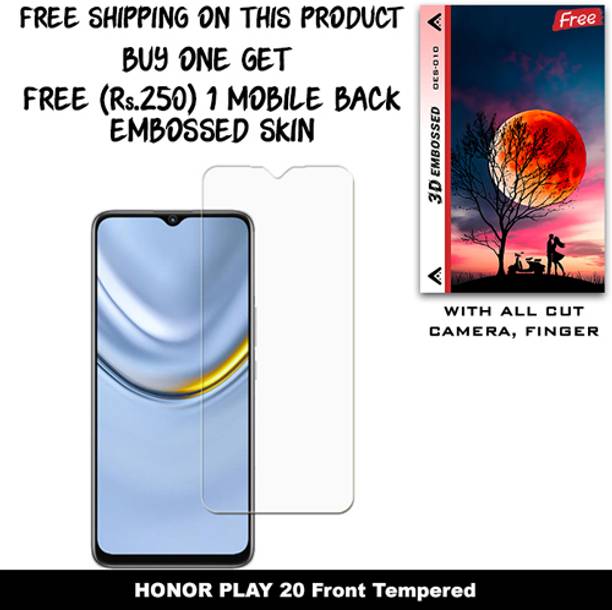 ARBAN Tempered Glass Guard for HONOR PLAY 20 (Free 1 Mobile Back Embossed Skin With Cut FS010)