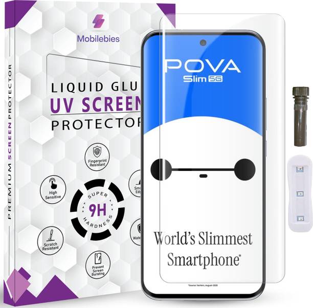 Mobilebies Tempered Glass Guard for Tecno Pova Slim 5G Advanced HD+ UV Glass Screen Protector pova slim screen Guard, tecno pova slim tempered glass with Easy Installation Kit