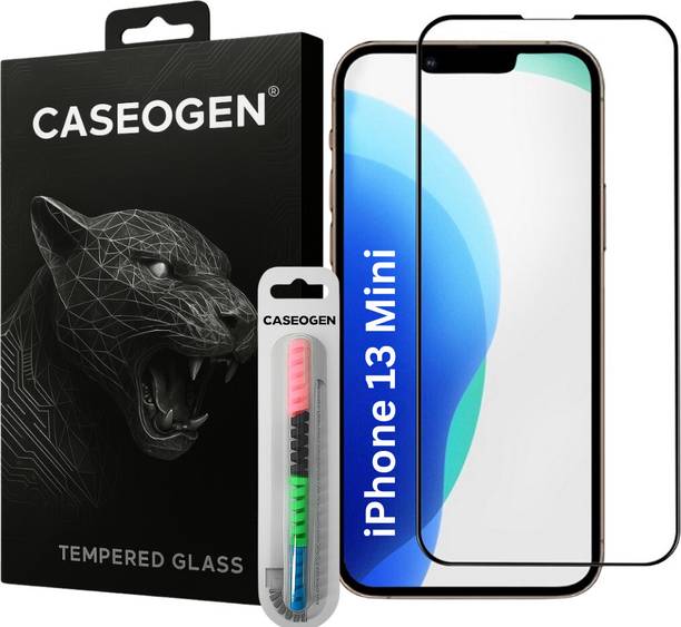 CASEOGEN Tempered Glass Guard for Premium Gorilla Anti Scratch Screen Tempered Glass For IP 13 Mini With Cable Protector