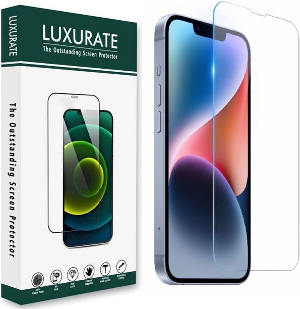 LUXURATE Tempered Glass Guard for Apple iPhone 13, Apple iPhone 13 Pro, Apple iPhone 14, Apple iPhone 16e, Borderless Screen Protector, with Easy installation Kit