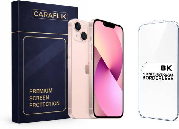 caraflik Tempered Glass Guard for Apple iPhone 13, 8K BORDERLESS CLEAR TEMPERED GLASS
