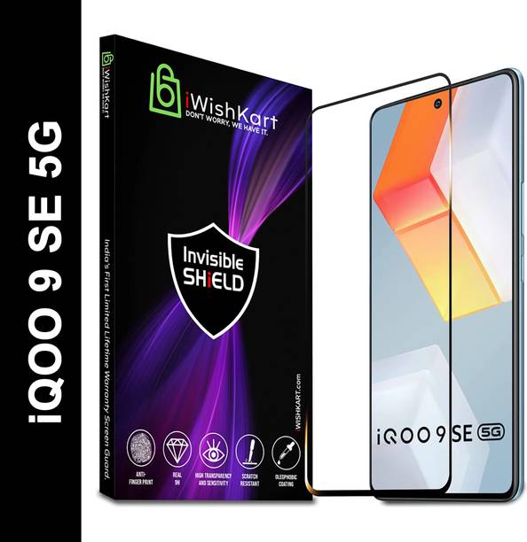 iWishKart Tempered Glass Guard for IQOO 9 SE 5G, IQOO 9SE 5G Gorilla Glass, Premium Military grade Edge to Edge Premium gorilla temper black glass screenguard with Self Installation Guide - Wet & Dry