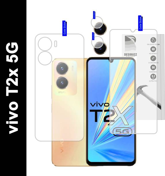 DESIBUZZ Front and Back Tempered Glass for vivo T2x 5G, {Flexible}, Camera Lens