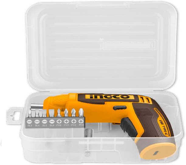 INGCO Cordless Screwdriver 4V, 4 N.m, Type-C Charging Port, with Screwdriver Bits, Collated Screw Gun