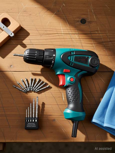XDLB SGN COMBO 104 Reversible Easy Use Electric Screwdriver Drill Machine with Torque Setting Facility Drywall 10mm Screw Gun corded with PH2 +/- 10pcs & 5 pcs RCC Bit Set (10 mm/350W/750 Rpm/220v/Multicolor/Plastic) Drywall Screw Gun