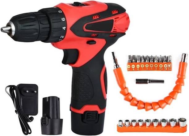 XDLB Cordless Drill Machine 1350 RPM -Reversible 10mm 12V Driver for Wood Metal Flexible Drill Bit Extension Shaft with Bits -Universal Electric Drill Collated Screw Gun