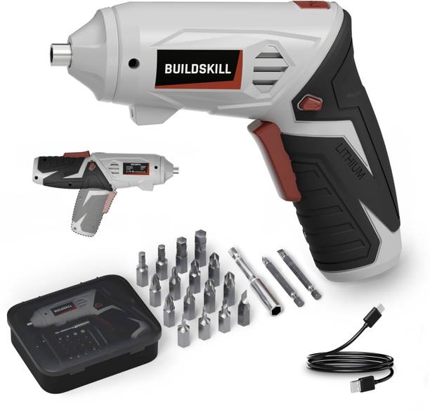 BUILDSKILL BCS4V19 4V Cordless Screw Driver Kit | 19 Pcs | 4 N.M. Torque | 250RPM | Forward-Reverse Collated Screw Gun
