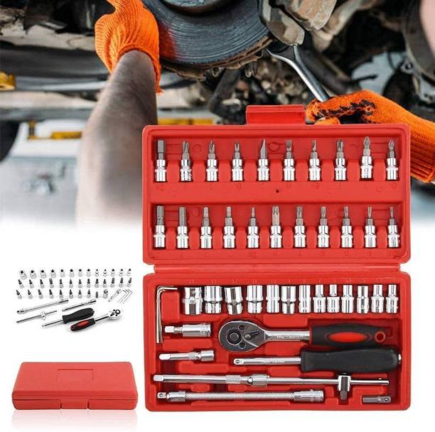 VRTREND hand tool 46Pcs Ratchet Screwdriver Kit Secure Storage Hand Tool Kit