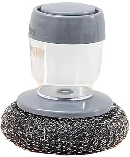 Prachi Enterprise Kitchen Soap Dispensing Palm Brushes with Replaceable Scrubber & Wire Ball Scrub Sponge