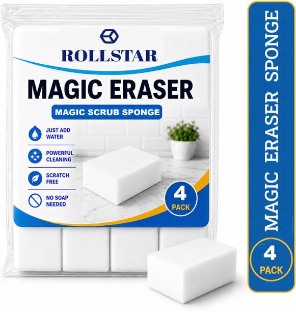 ROLLSTAR Magic Eraser Sponge for Stain, Wall Pencil Marks and Lime Scale Remover Cleaning Scrub Sponge