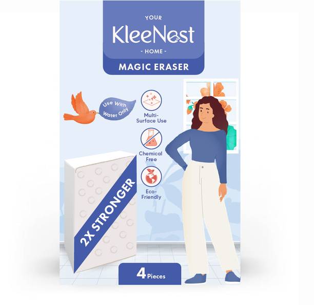 Kleenest Magic Eraser Cleaning Pack of 4 | Chemical-Free & Multi-Purpose Use Sponge Wipe