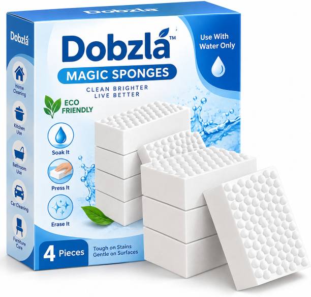 Dobzla Magic Eraser Sponge | Pack of 4 | No Scratch Multi-Surface Cleaning Sponge Scrub Sponge, Scrub Pad, Sponge Wipe