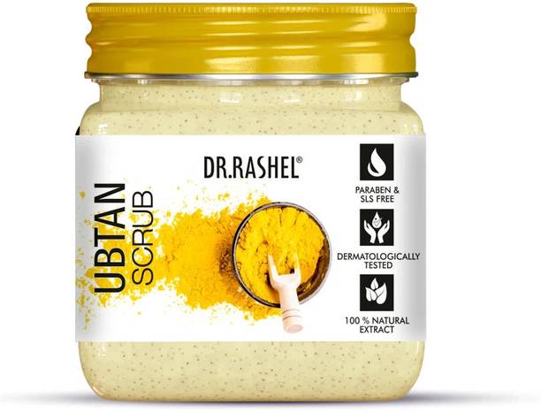 DR.RASHEL Ubtan Scrub For Face & Body with Sandal, Saffron & Turmeric | Tan Removal Scrub
