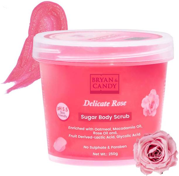 Bryan & Candy Delicate Rose Sugar Body Scrub PH 5.5 For Tan Removal & Exfoliation Scrub