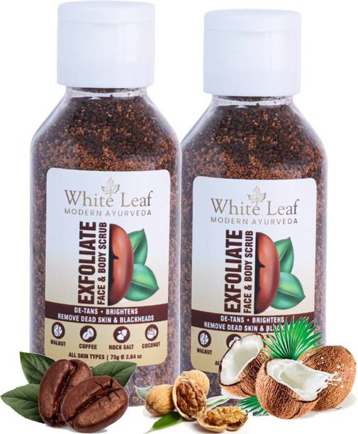 White Leaf Coffee Exfolaiting Scrub Grit For Face and Body Tan Removal For Women and Men Scrub